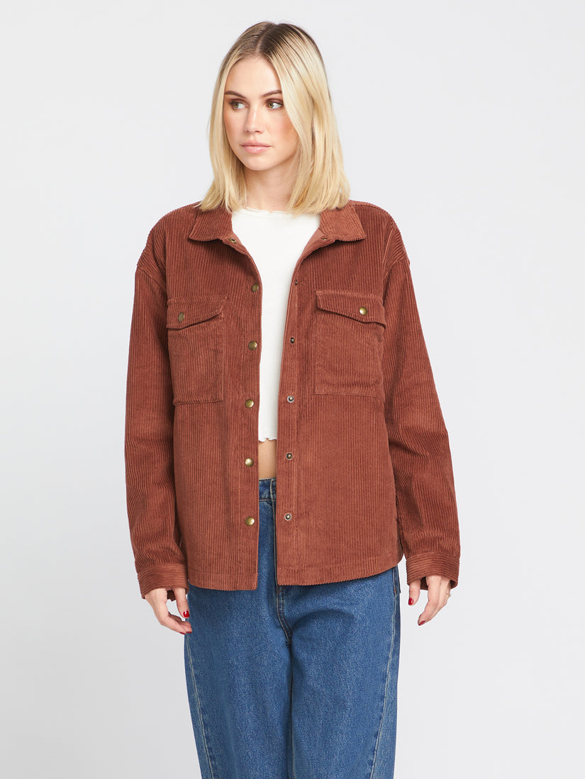 Power Chord Shacket - Chestnut Brown