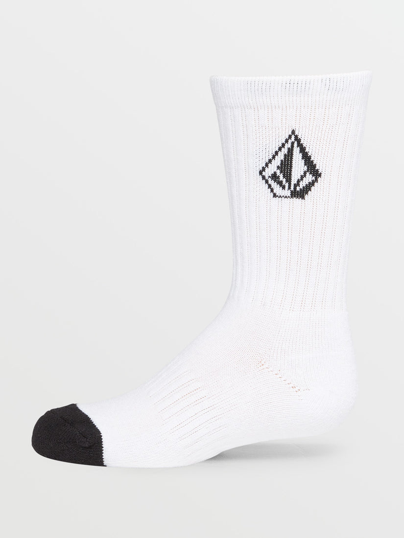 Boys Youth Full Stone Sock 3 Pack - White