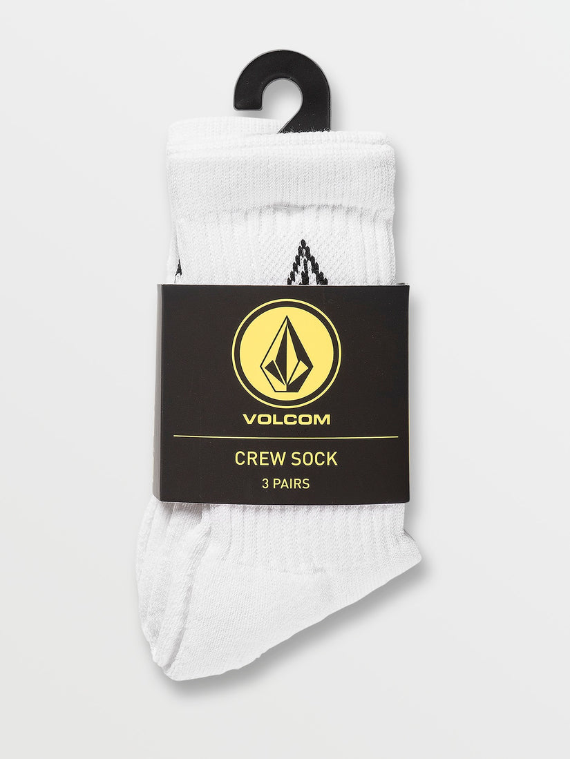 Boys Youth Full Stone Sock 3 Pack - White