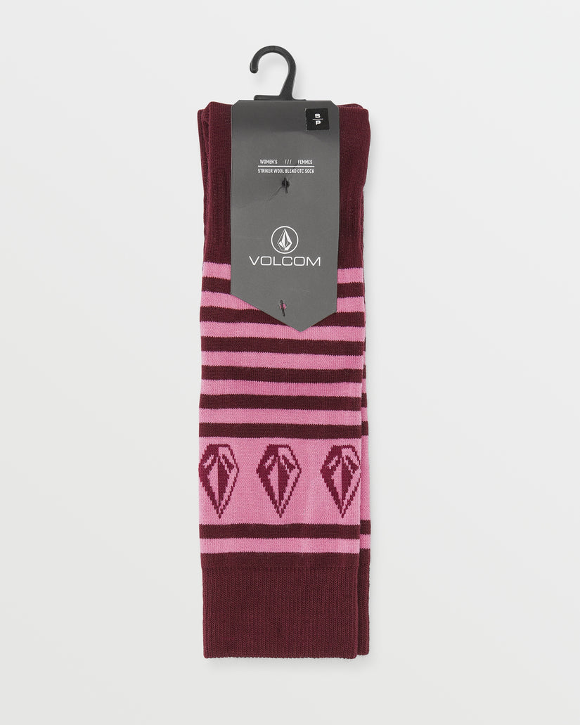 Womens Striker Wool Blend Otc Sock - Burgundy