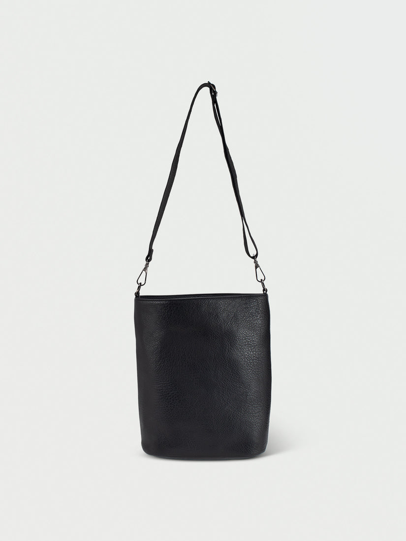 Strapped Pu Shoulder Bag - Black